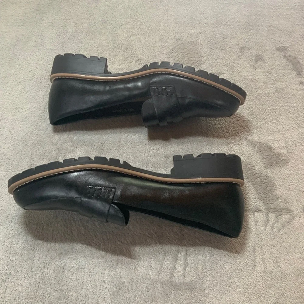 DV Dolce Vita Carley Black Lug Sole Penny Loafers Womens Size 8 Chunky Heel